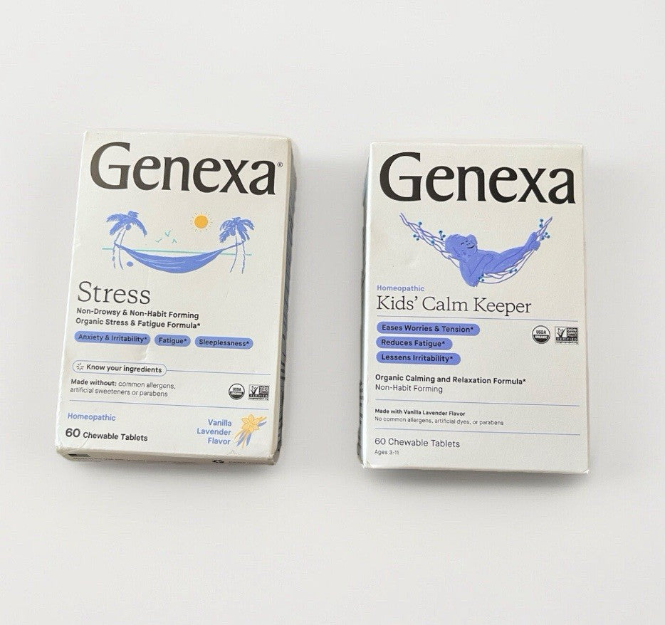 Lot of (2) Genexa Stress Relief Vanilla Lavender Chewable Tablets 120 Count