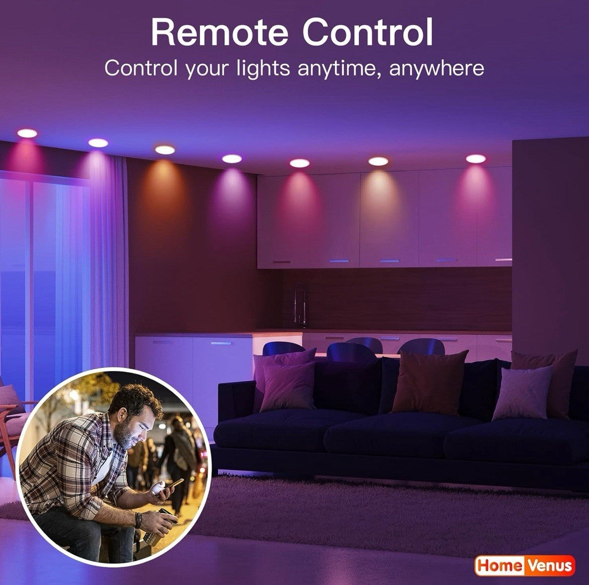 Smart Recessed Lighting 4 Inch RGBCW Color Changing 9W LED Downlight (4 Pack)