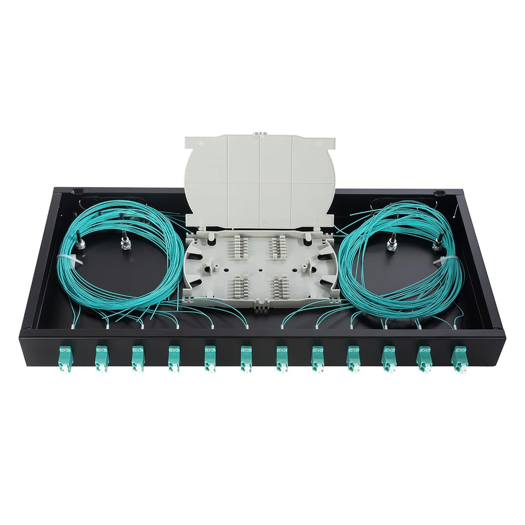 Fiber Enclosure Kit LC-UPC 12 Duplex 24 Port Fiber Enclosure Rack Mount Box