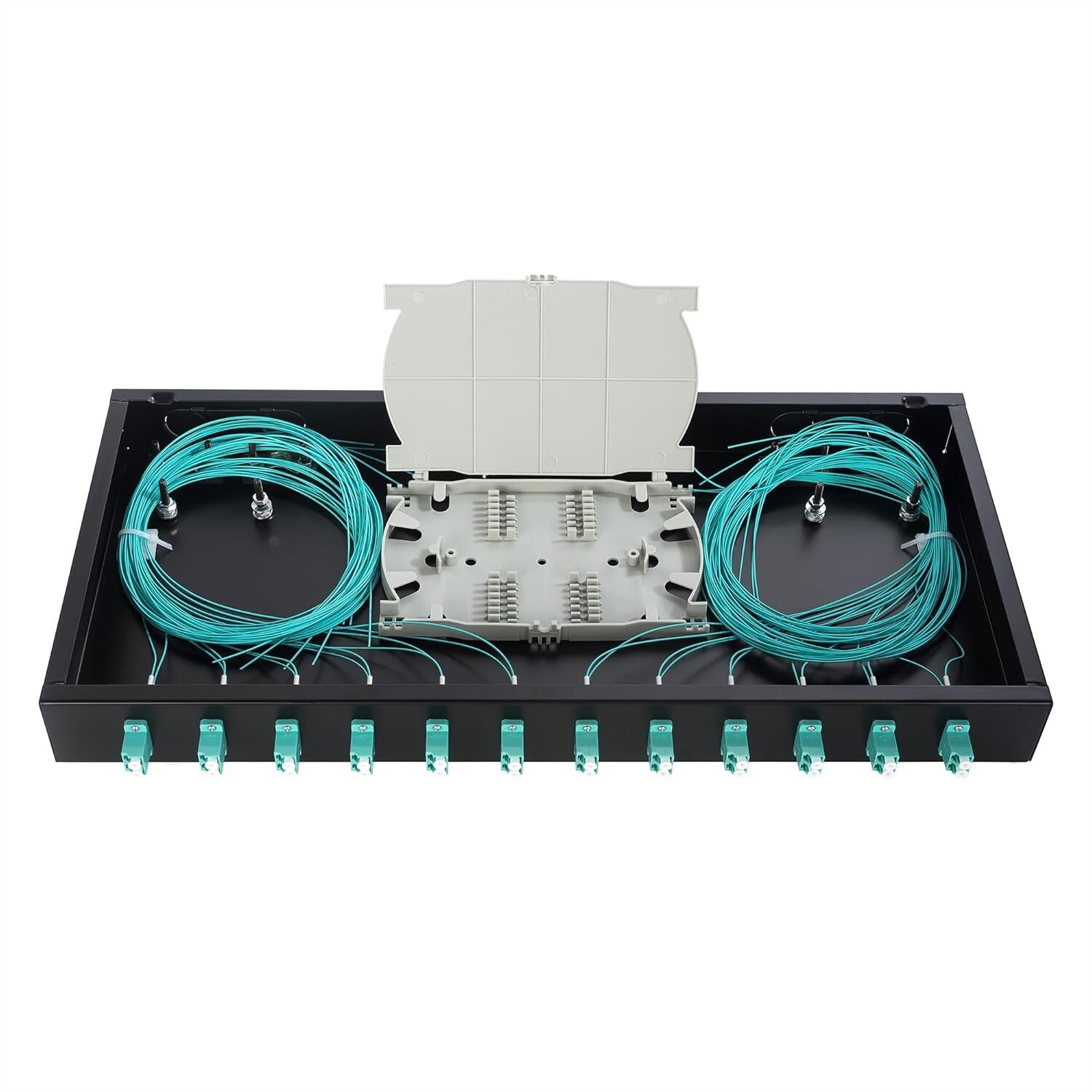 Fiber Enclosure Kit LC-UPC 12 Duplex 24 Port Fiber Enclosure Rack Mount Box