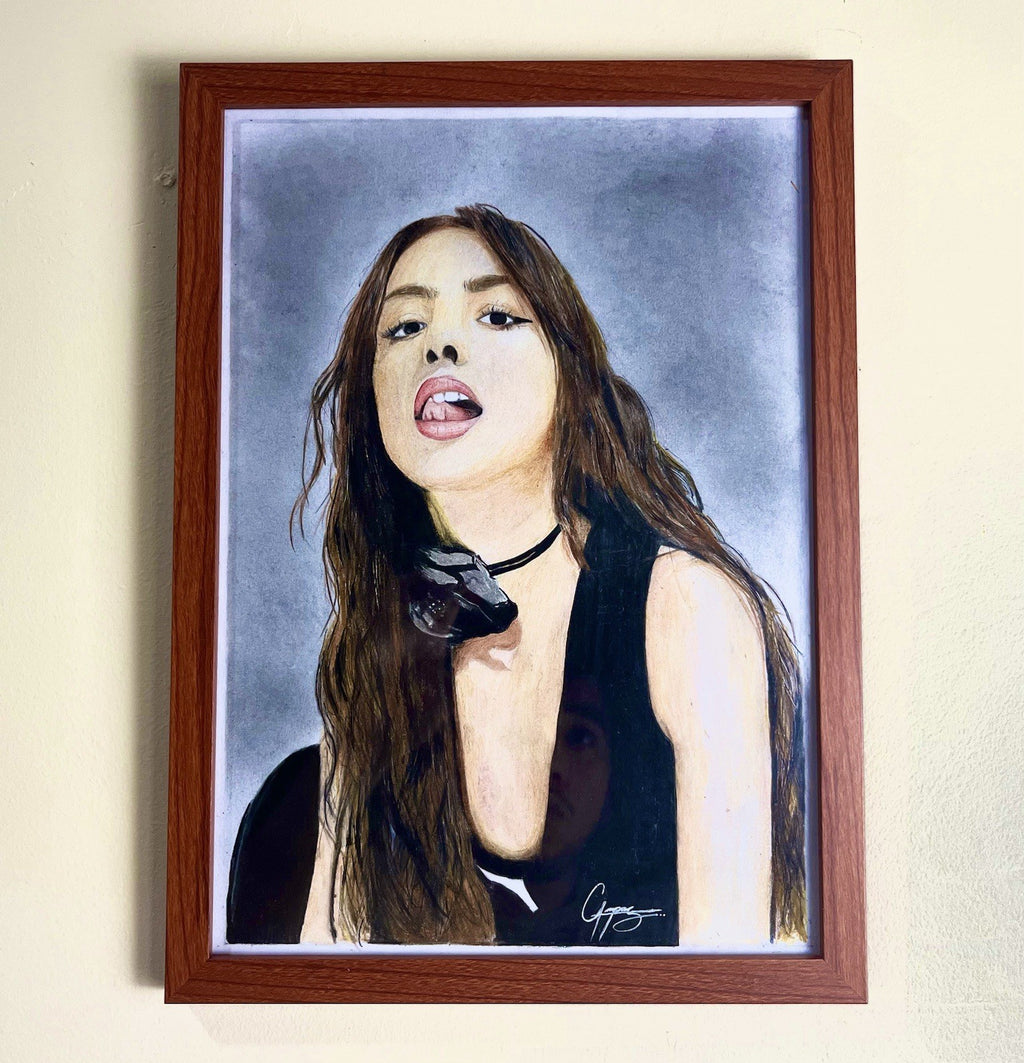 Olivia Rodrigo Original Poster Drawing - Framed Handmade Artwork