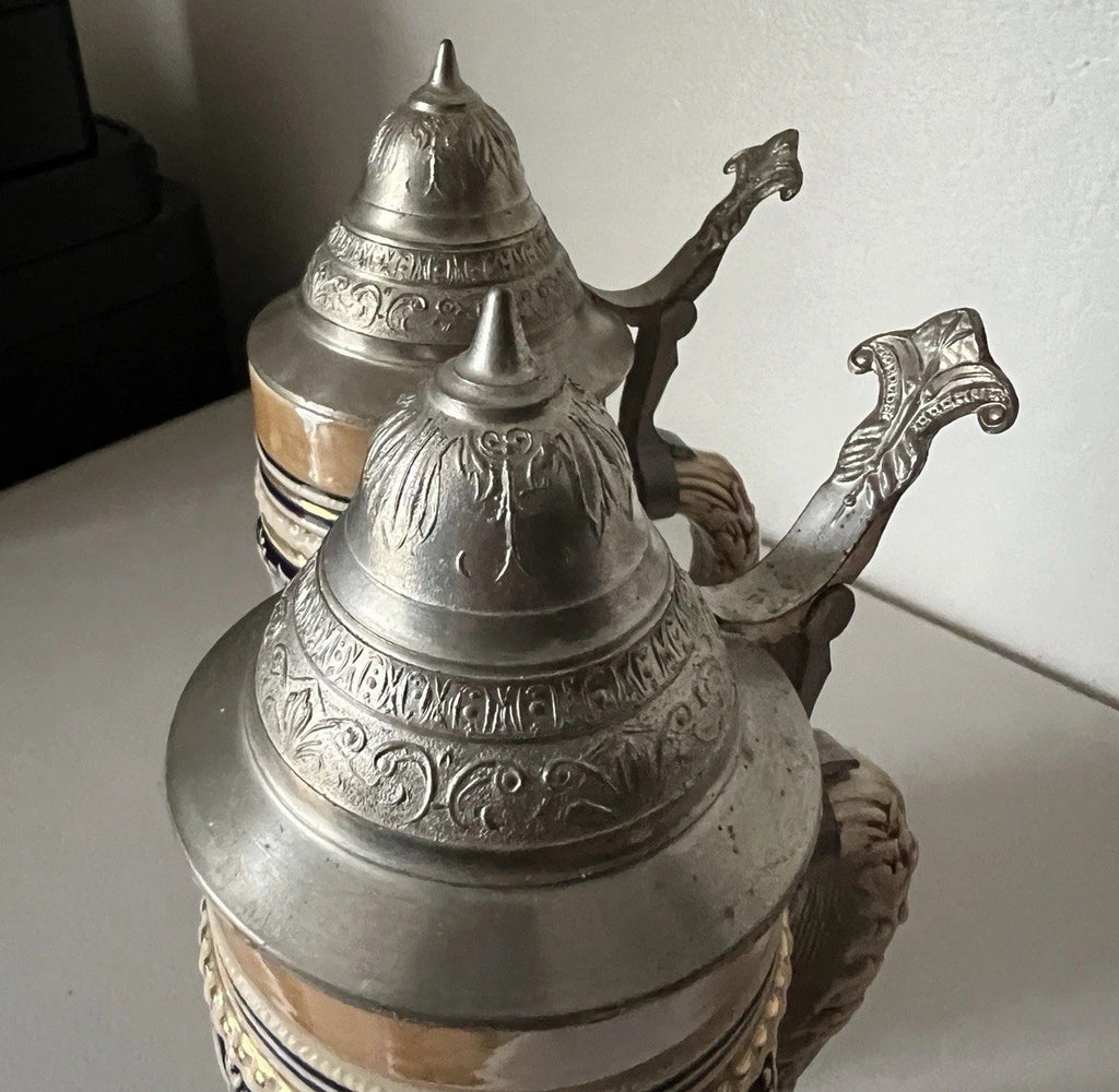 Becks Large Stein with Pewter Lid – M/R 300-Porcelain Ceramic Breweriana