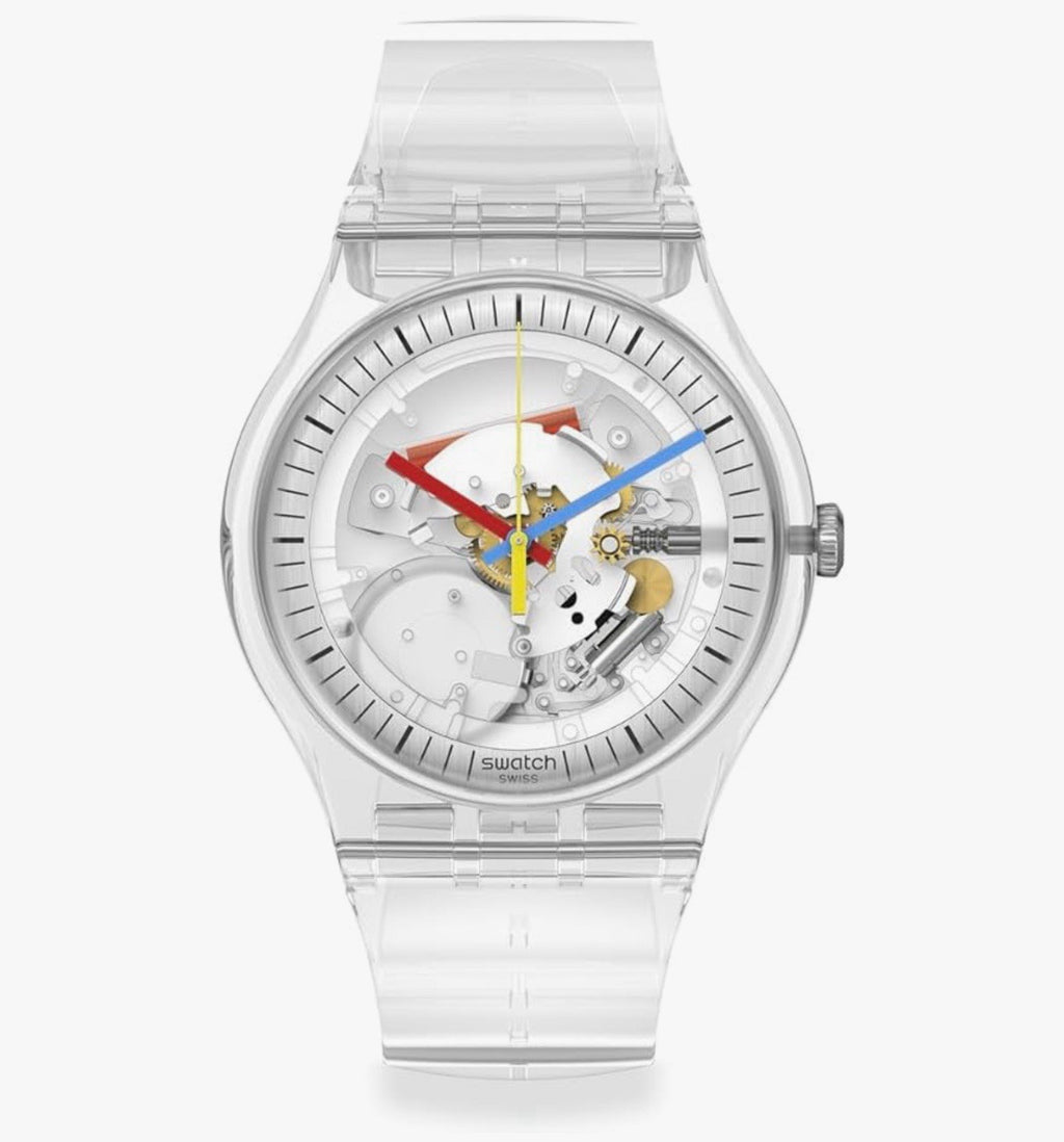 NEW Swatch Big Bold Lacquered Unisex Watch Casual Plastic Transparent Automatic