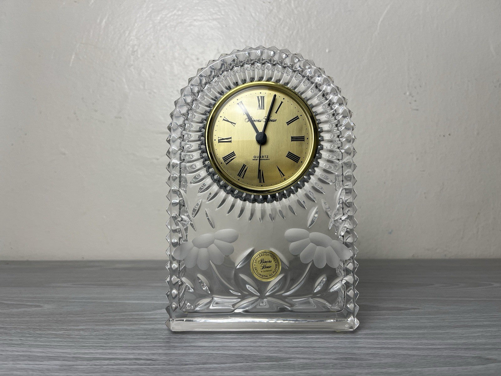 Princess House 24% Lead Crystal Mantle Clock W. Germany - Excellent Condition