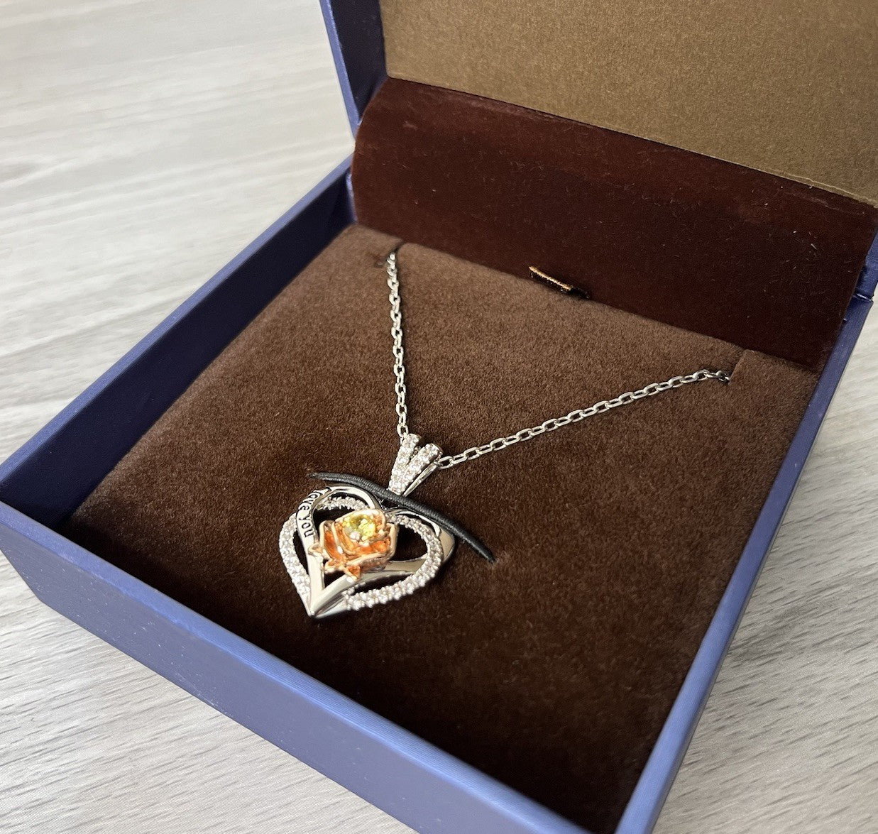 Heart Necklace Rose Birthstone Silver Jewelry S925 Sterling Silver