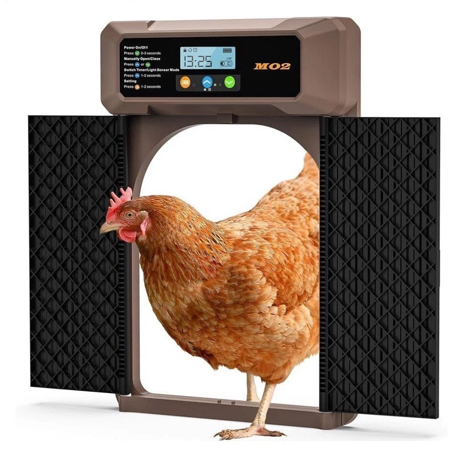 Solar-Powered Automatic Chicken Coop Door with LCD Screen - 4 Open Modes Timer