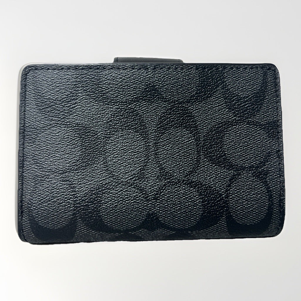 Coach Medium Corner Zip Wallet Charcoal Black NWT