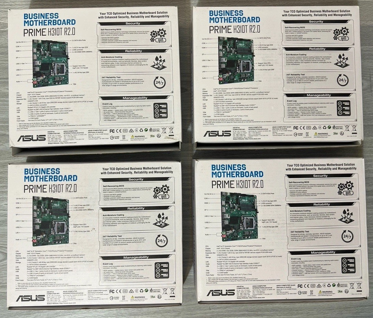 ASUS PRIME Mini-ITX  H310T- R2.0 Business Motherboard LOT OF 4