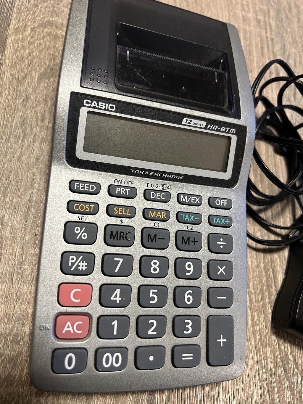 Casio 12 Digit HR-8TM Handheld Printing Calculator Taxes & Exchange Tested Works