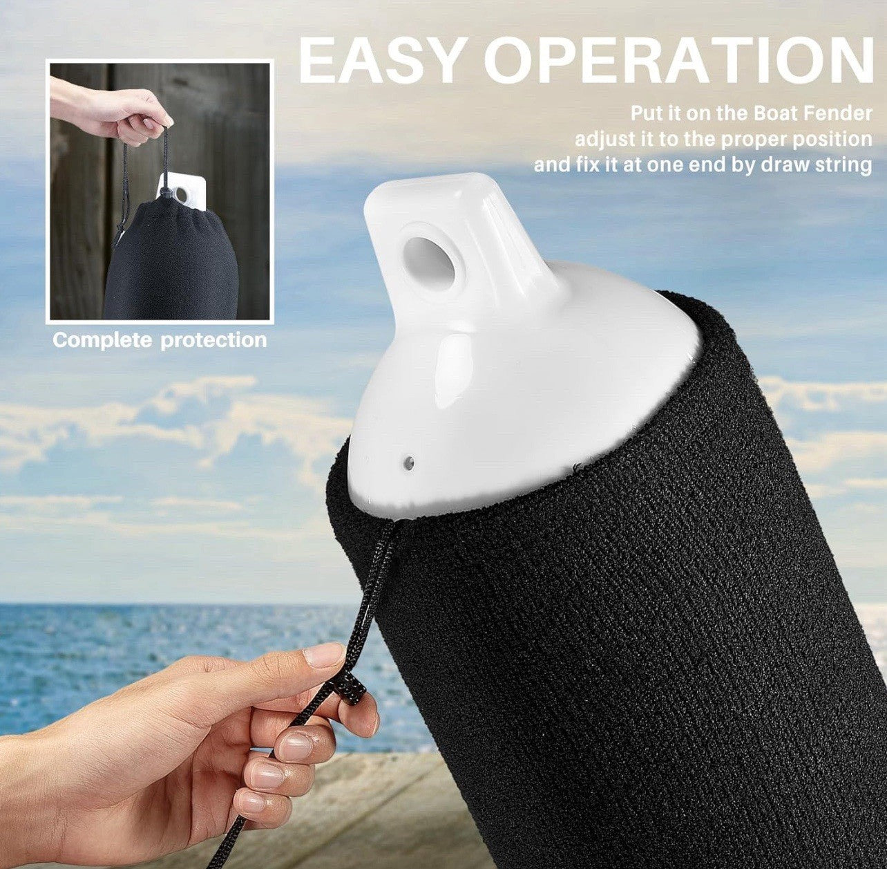OBAKL Boat Fender Covers 6.1 x 12.6 Inches Flat Size- 4 pack For Docking