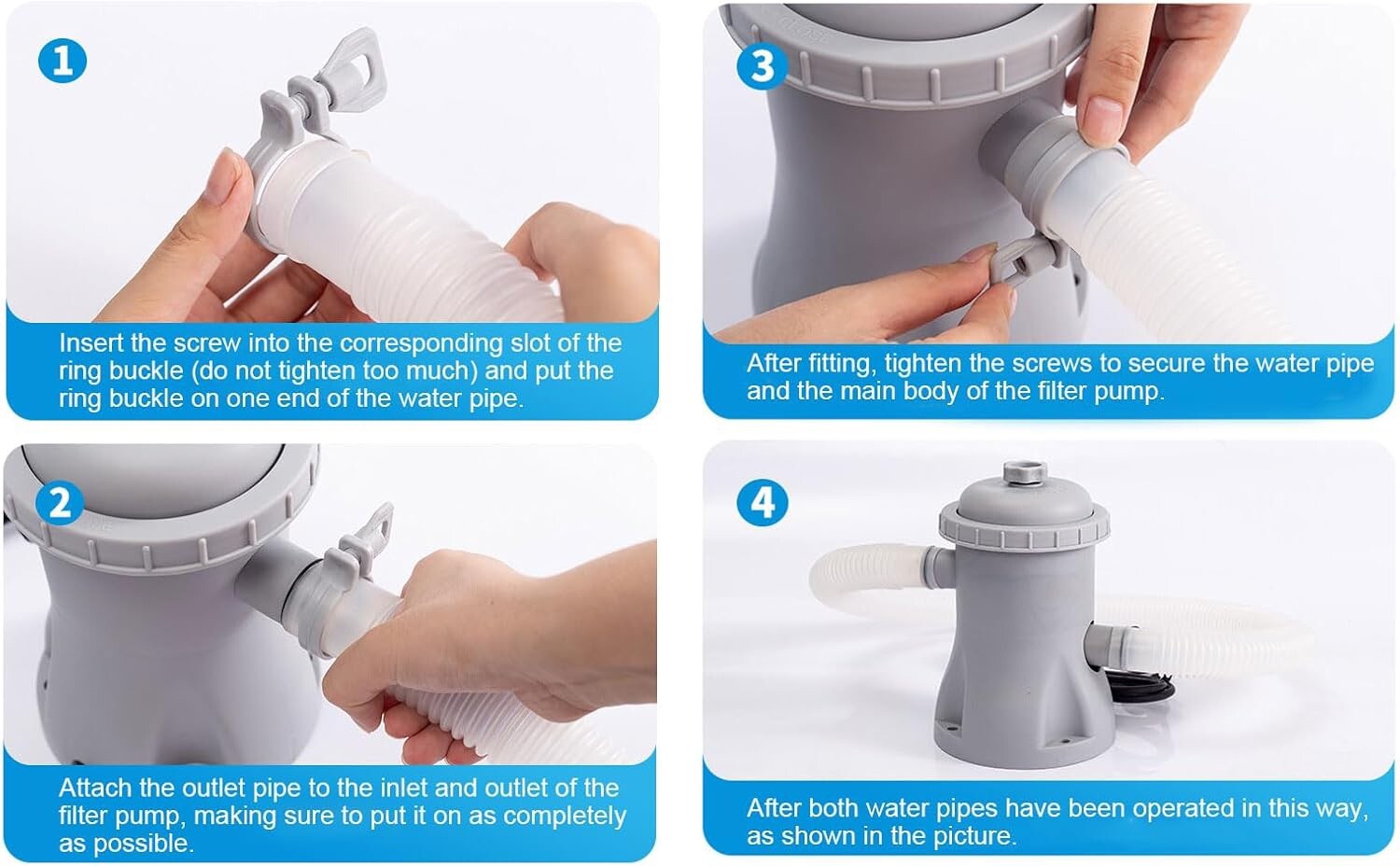 Eljoio Pool Filter Pump Above Ground Strainer 530 Gallons Low Noise