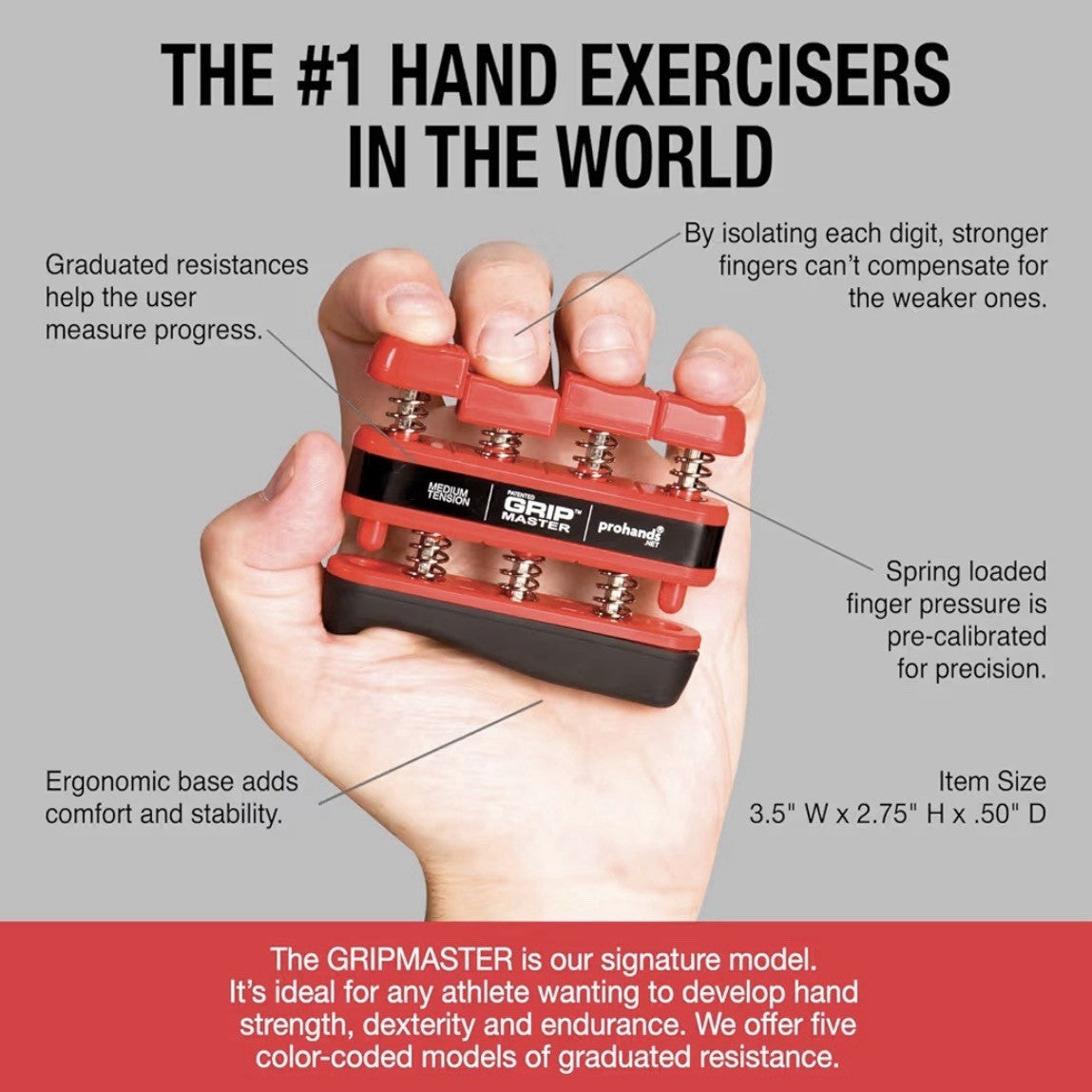 Gripmaster Hand Exerciser - Medium (Red)