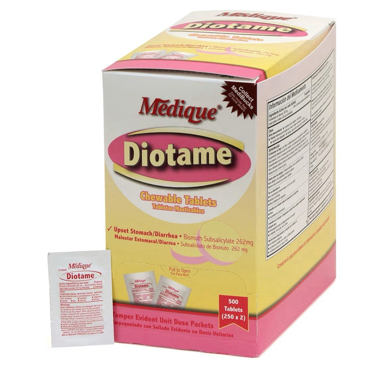 Anti-Diarrheal Diotame 262 mg Strength Chewable Tablet Count of 500