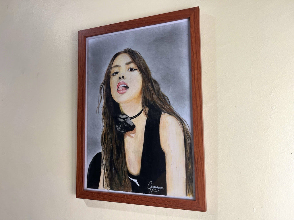 Olivia Rodrigo Original Poster Drawing - Framed Handmade Artwork