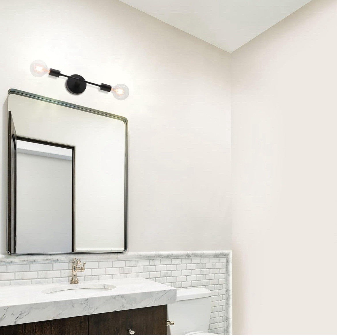 Wall Light Double Black Wall Sconce, 2 Light Vanity Light, Bathroom LED Lights