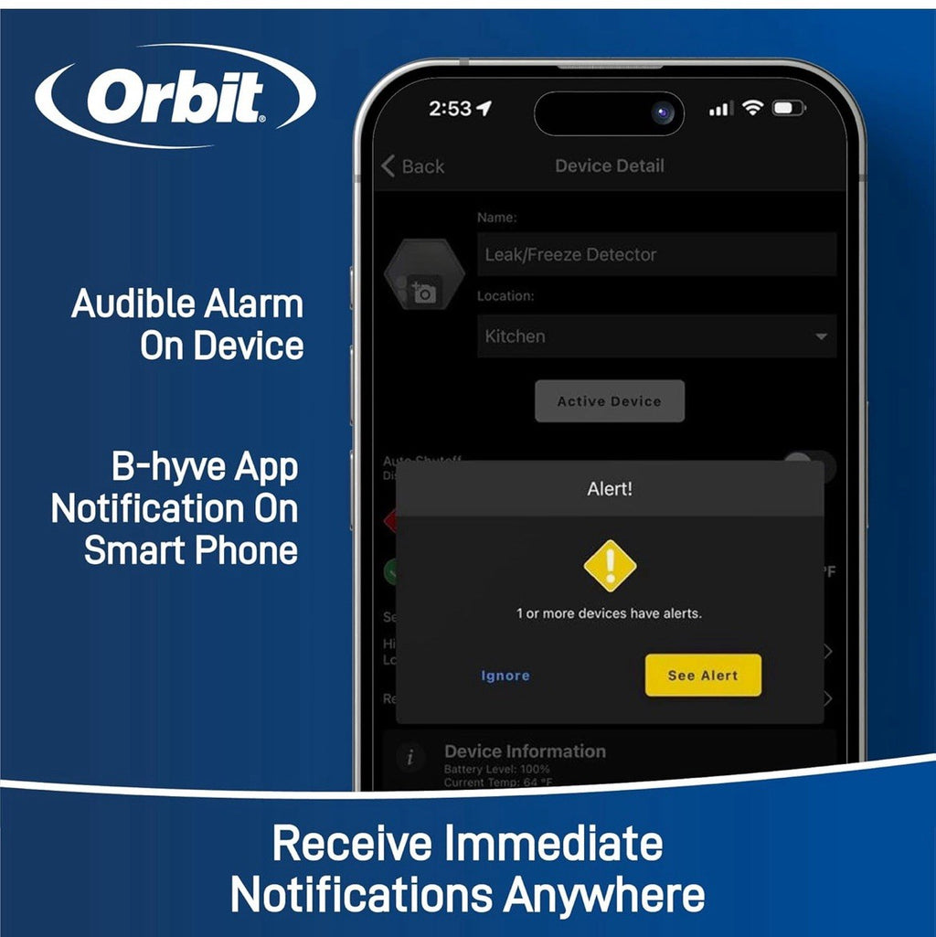 71005 B-Hyve Smart Flood Sensor - Wifi Water Leak Detector (5-Pack)