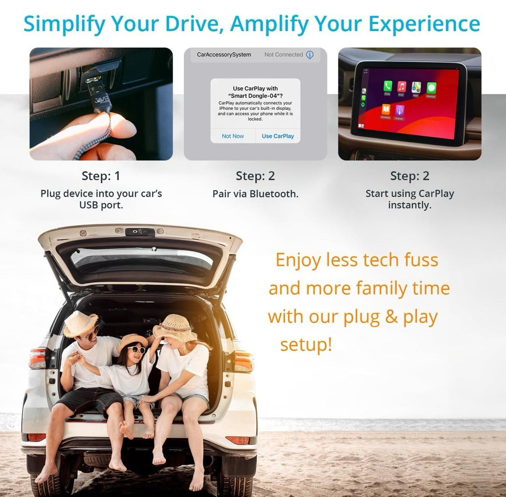 2025 Upgraded Wireless CarPlay Adapter for iPhone iOS10+ Bluetooth & Wifi