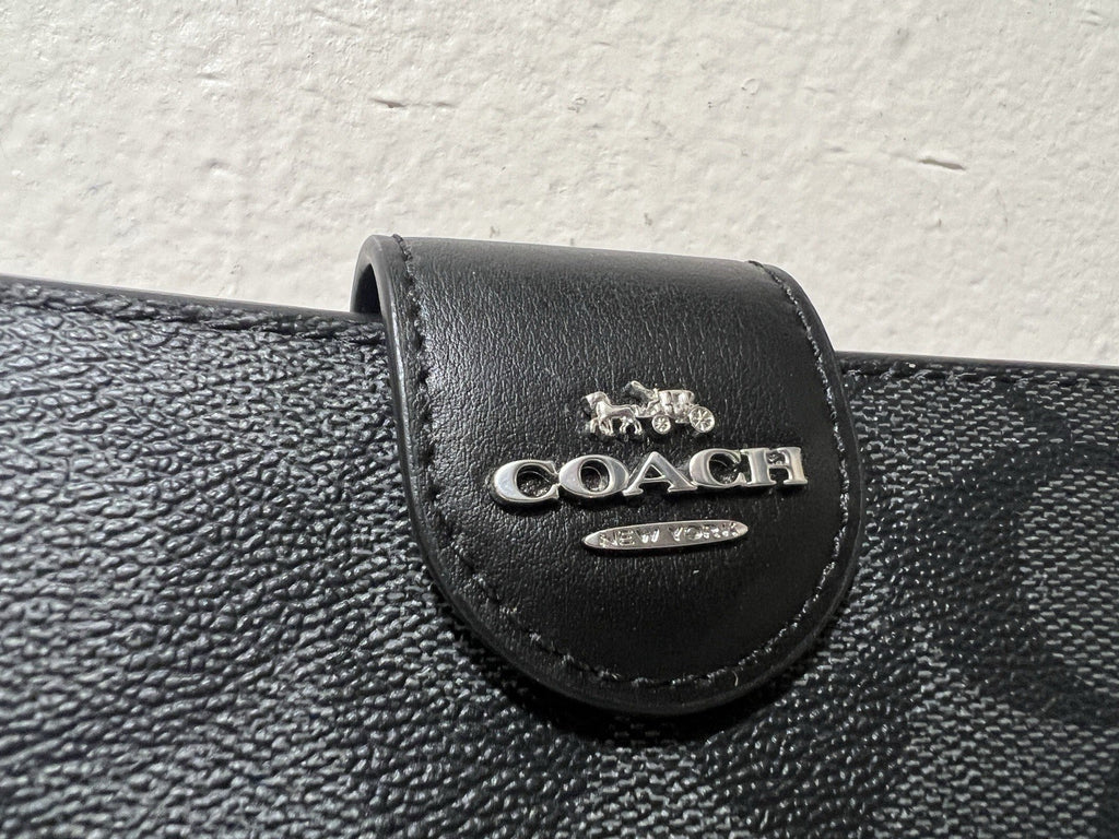 Coach Medium Corner Zip Wallet Charcoal Black NWT