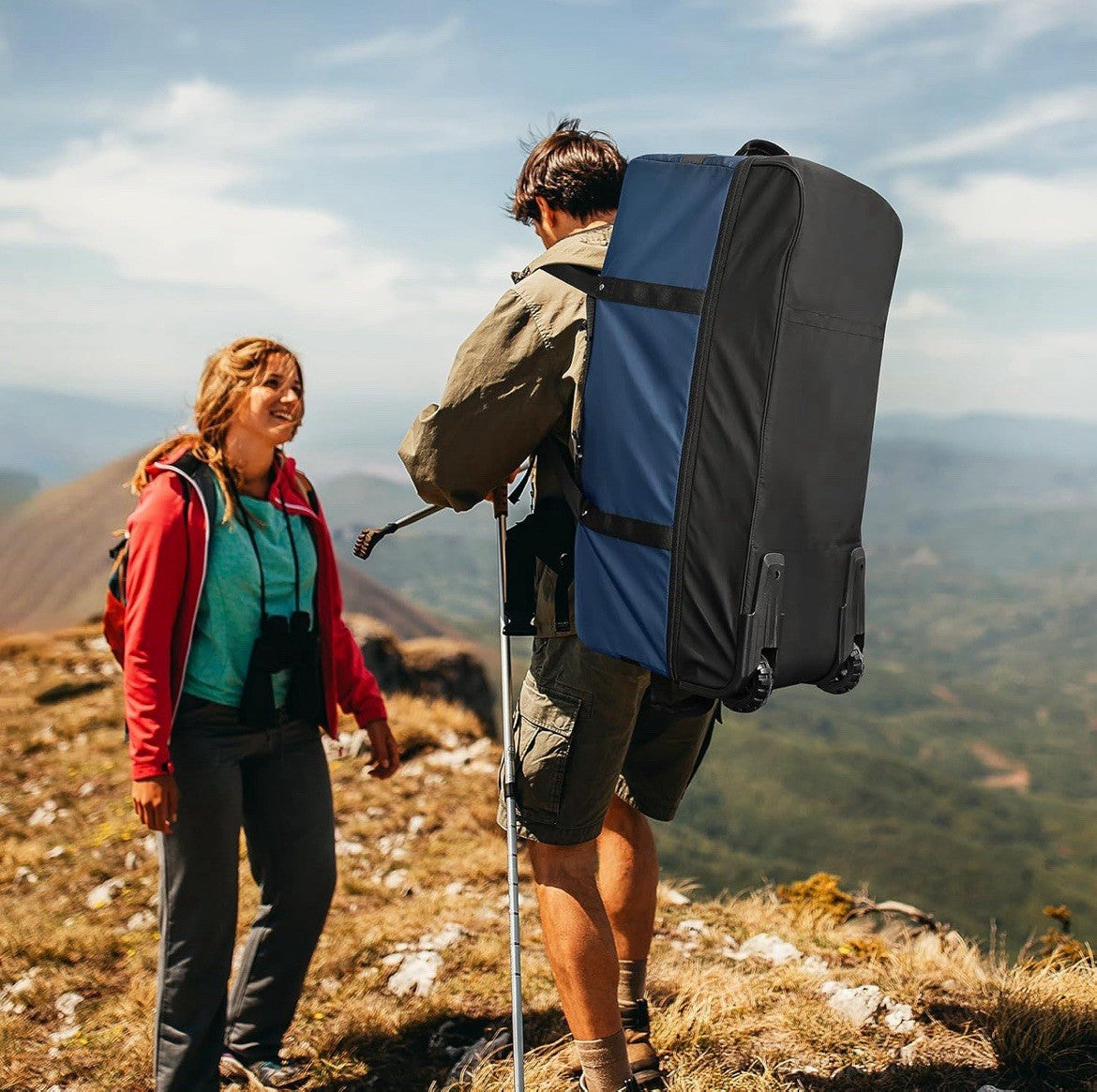 32” Expandable 140L Rolling Duffle Bag Luggage with 2 Inline Wheels Convertible