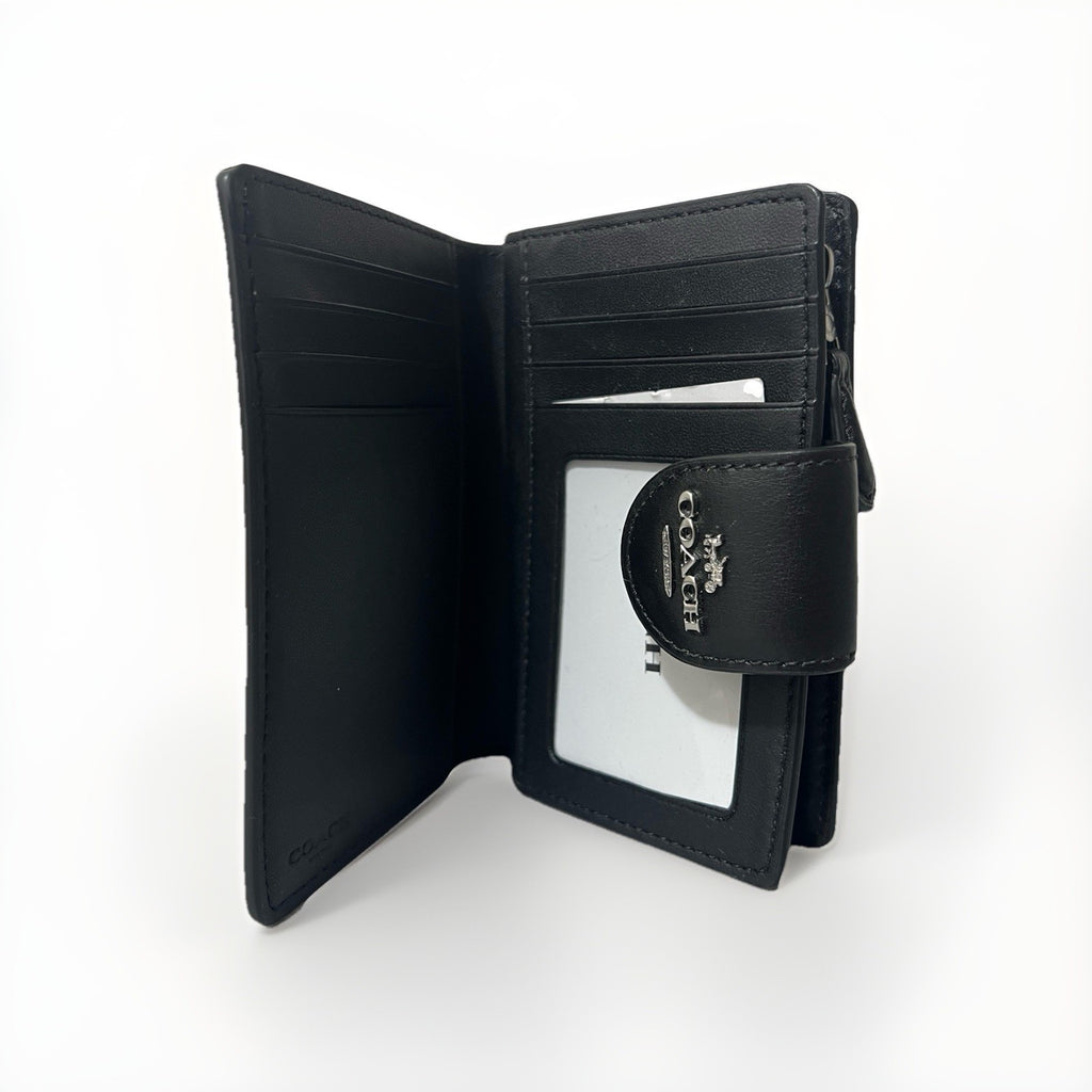 Coach Medium Corner Zip Wallet Charcoal Black NWT