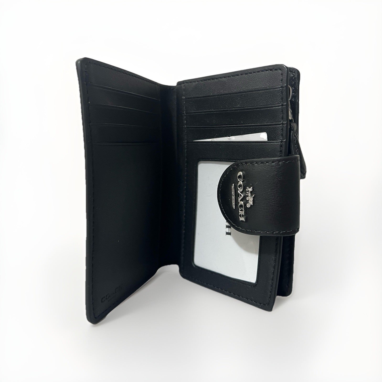 Coach Medium Corner Zip Wallet Charcoal Black NWT