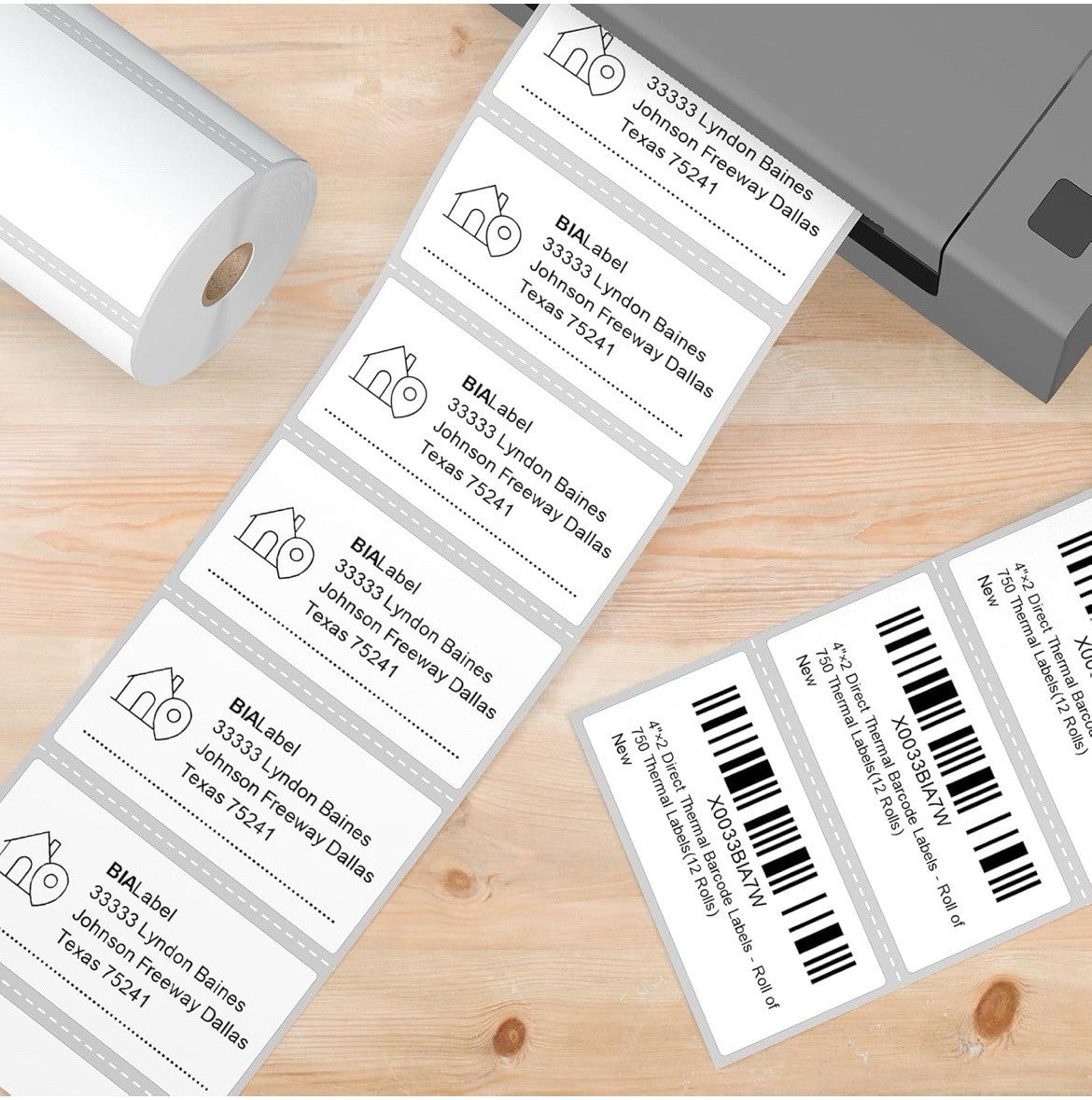 12 Rolls 4" x 2", Direct Thermal Labels, Barcode Labels, 750/Roll, Zebra & Rollo