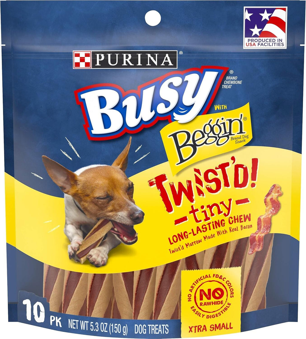 Busy Beggin' Twist'd Tiny Dog Treats (SIX PACK) Purina 10 ct. Pouches