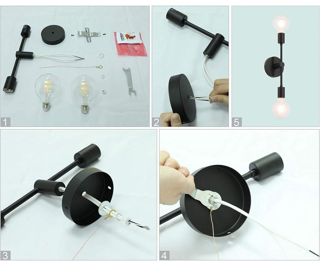 Wall Light Double Black Wall Sconce, 2 Light Vanity Light, Bathroom LED Lights