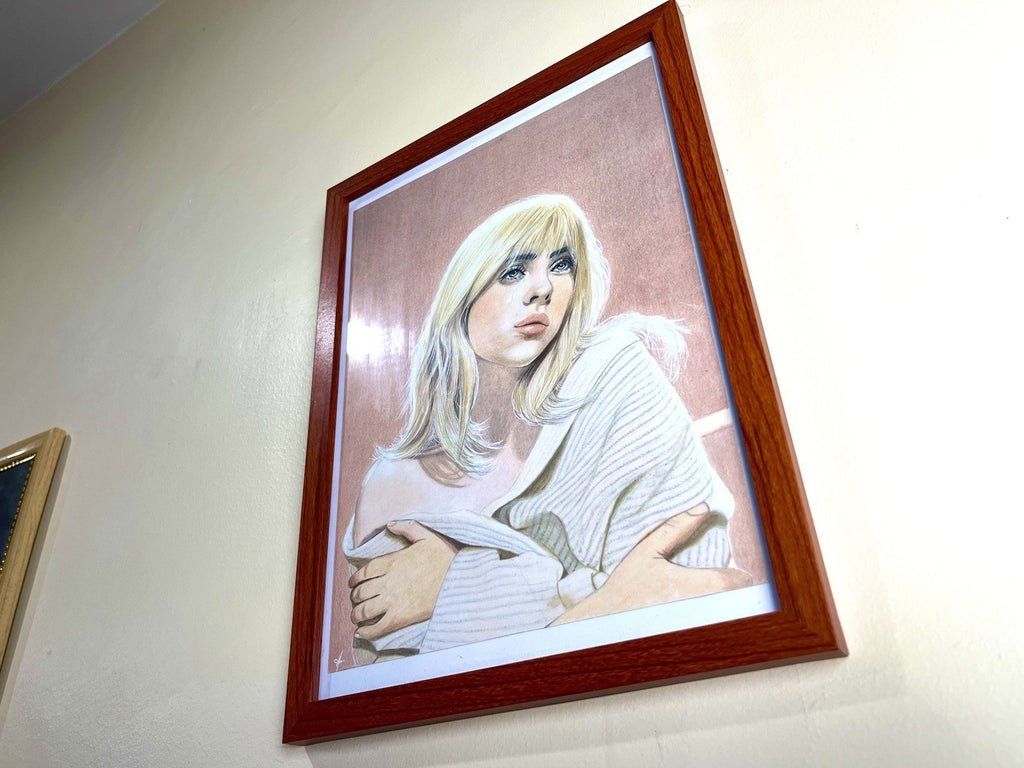 Billie Eilish Original Poster Drawing - Framed Artwork