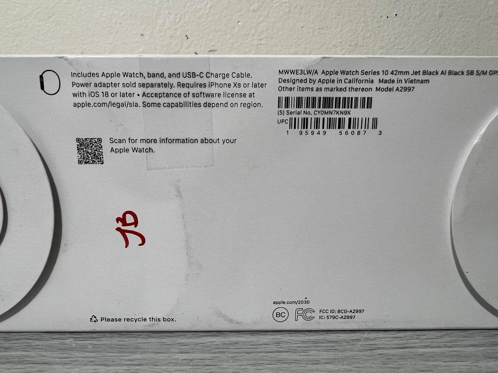 Apple Watch Series 10 Jet Black Band S/M 42mm (OPEN BOX)