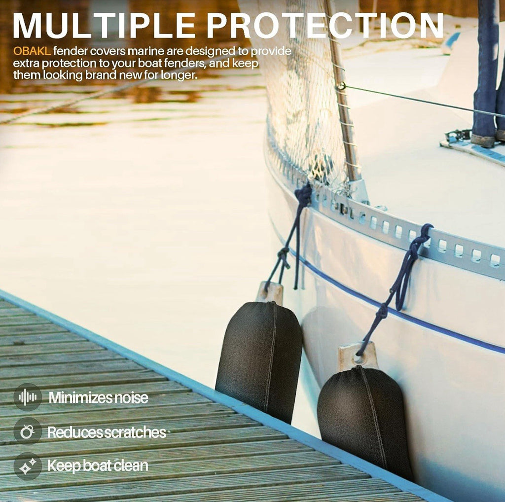 OBAKL Boat Fender Covers 6.1 x 12.6 Inches Flat Size- 4 pack For Docking