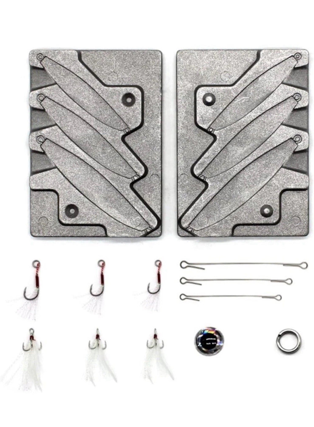 Dimatteo Fishing Metal Lure Mold Kits 1/4oz 1/2oz 3/4oz 3 Cavities 127pcs