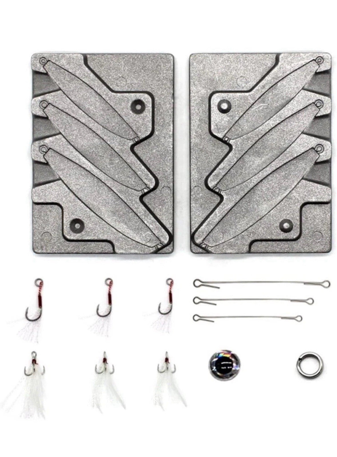 Dimatteo Fishing Metal Lure Mold Kits 1/4oz 1/2oz 3/4oz 3 Cavities 127pcs