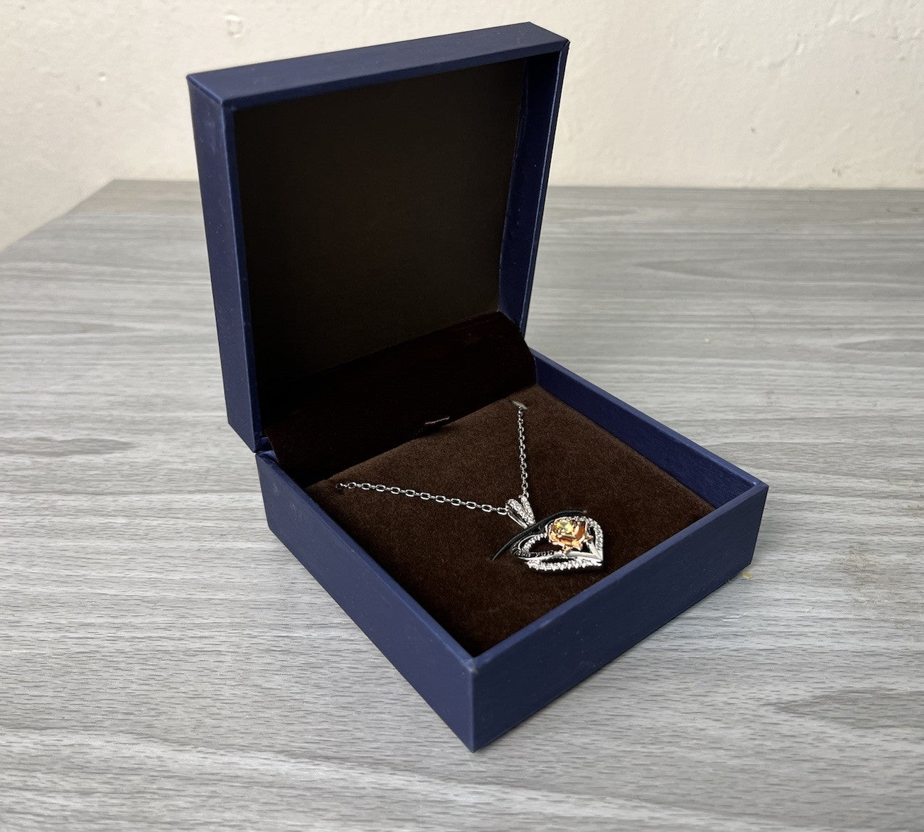 Heart Necklace Rose Birthstone Silver Jewelry S925 Sterling Silver