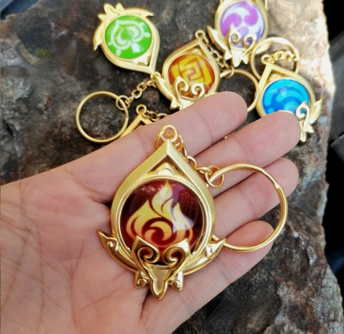 Genshin Impact Sumeru Vision Metal Keychain Key Ring Eye Of Original God Gift