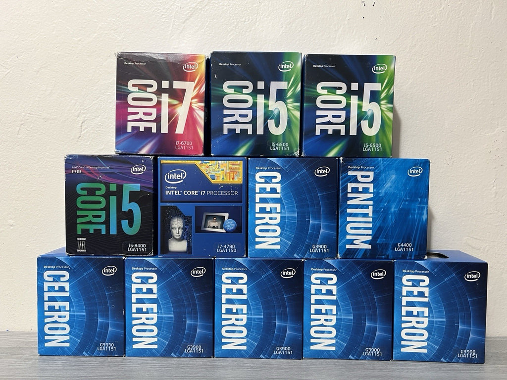 LOT OF 12 Intel Core CPUs - i7 6700, i5 6500, intel i5 8400, Celeron