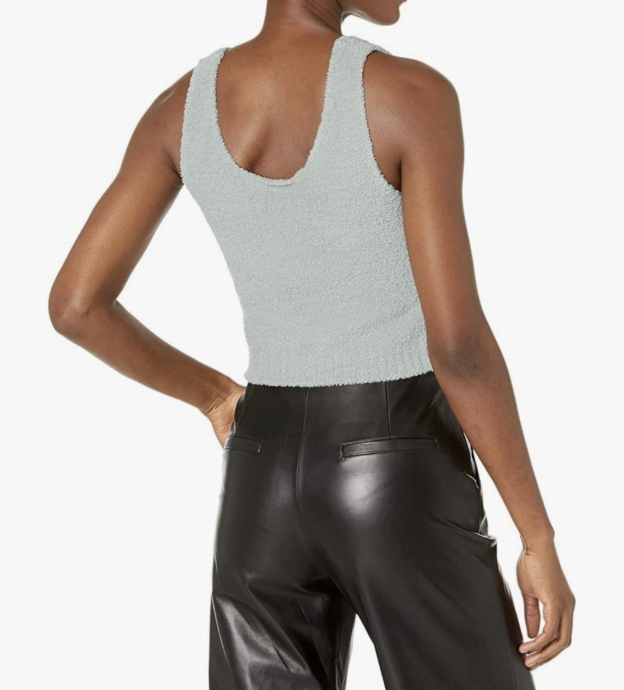 UGG Women's Dulcie Knit Sidewalk Sleeveless Deep V Neck Cropped Cozy Tank Top xs