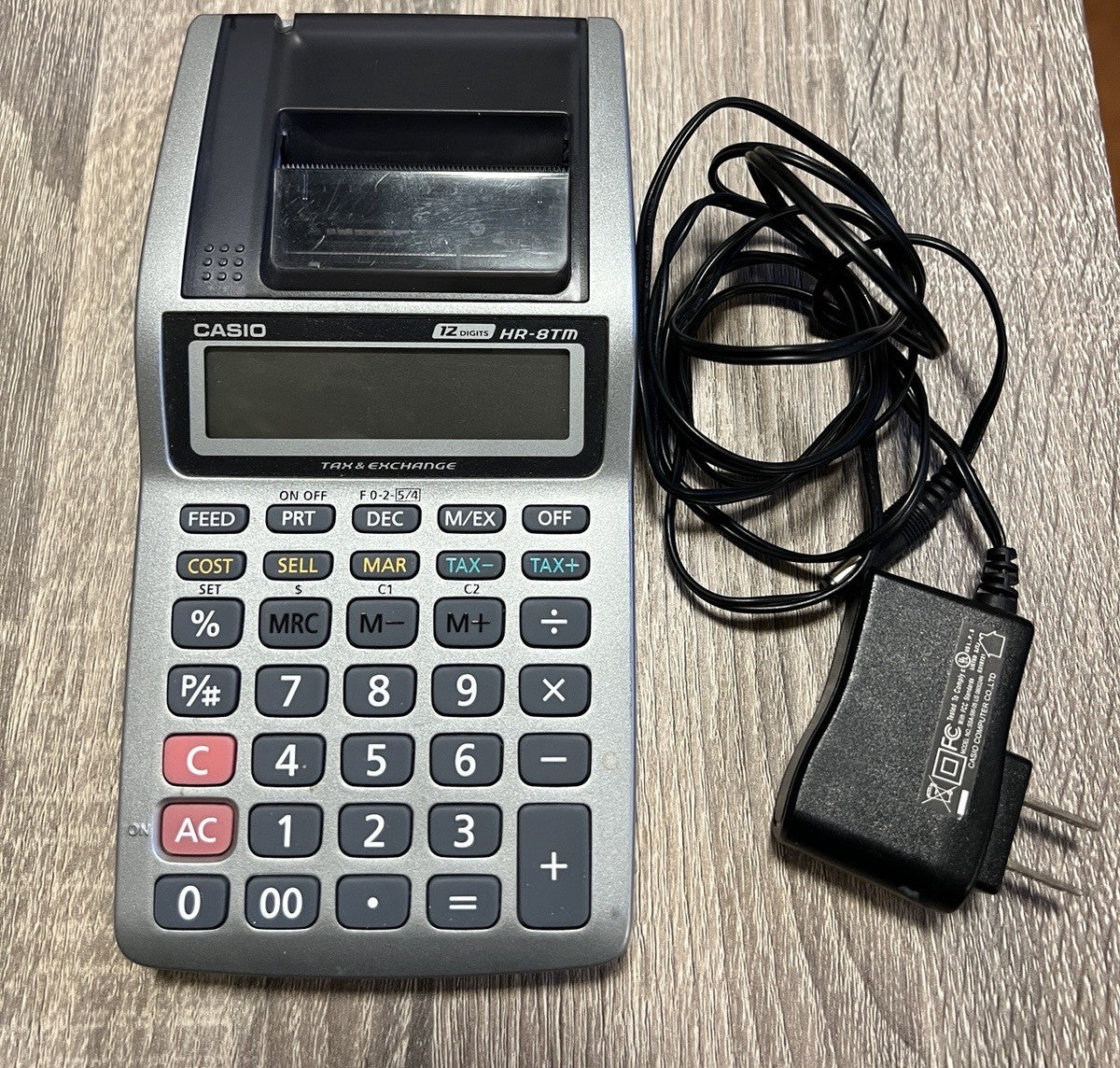 Casio 12 Digit HR-8TM Handheld Printing Calculator Taxes & Exchange Tested Works