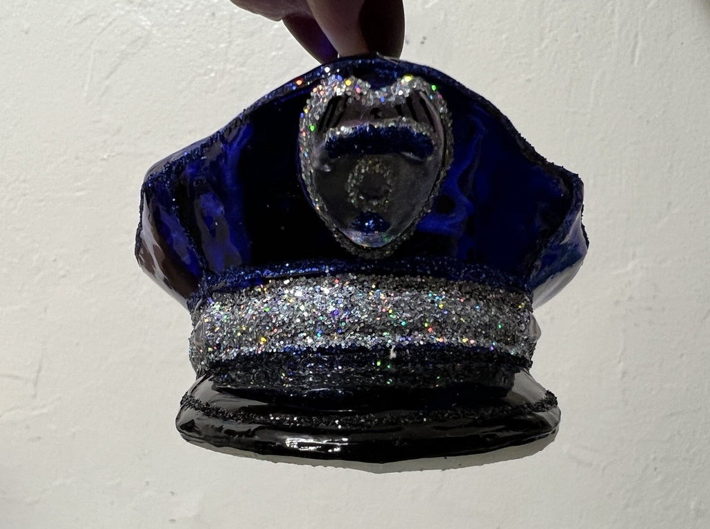 Old World Christmas Police Officers Cap Glass Ornament 32138