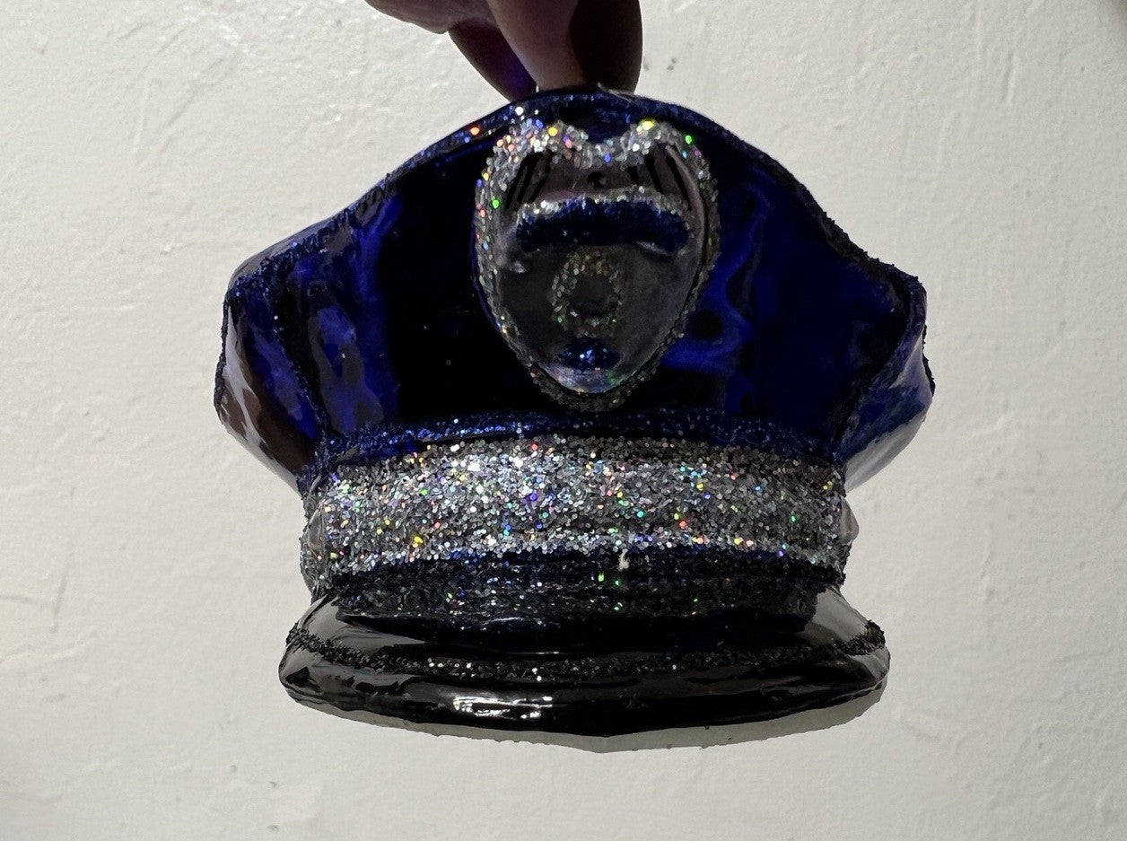 Old World Christmas Police Officers Cap Glass Ornament 32138