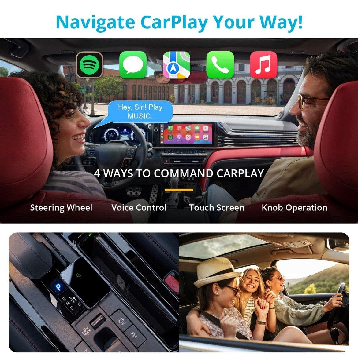 2025 Upgraded Wireless CarPlay Adapter for iPhone iOS10+ Bluetooth & Wifi