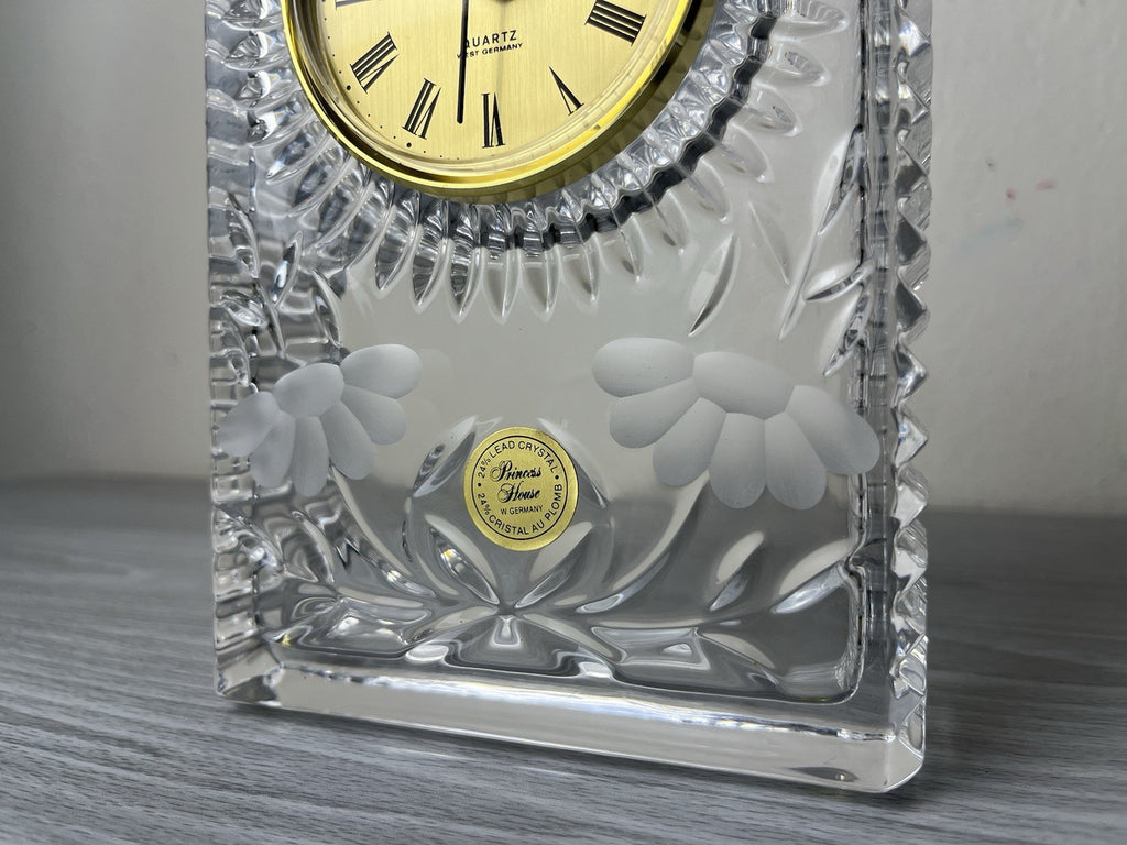 Princess House 24% Lead Crystal Mantle Clock W. Germany - Excellent Condition