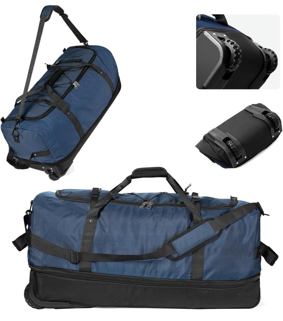 32” Expandable 140L Rolling Duffle Bag Luggage with 2 Inline Wheels Convertible