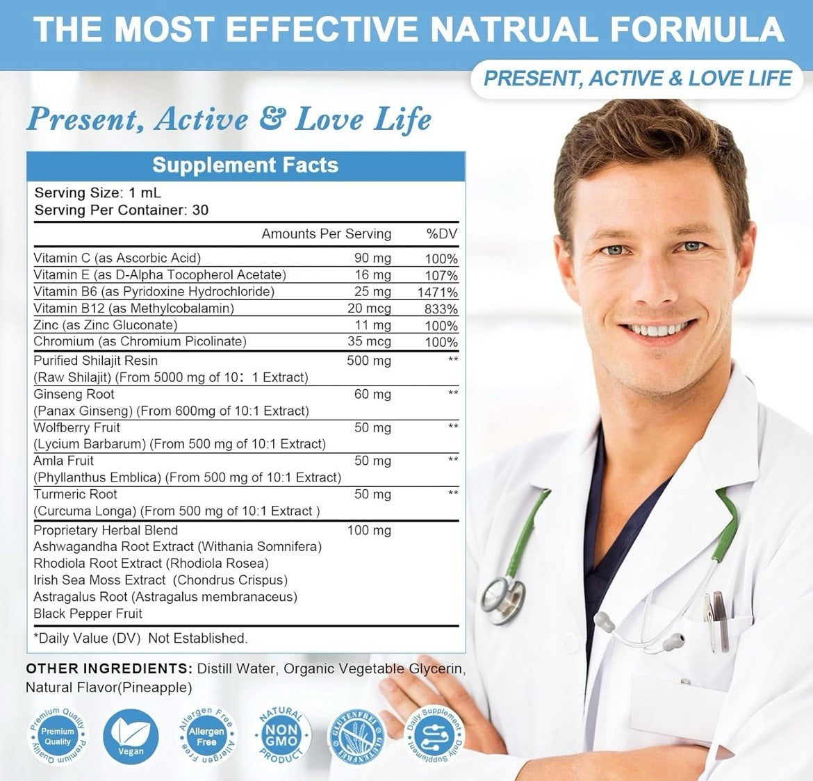 Pure Shilajit Fulicacid Drops Natural Drops Daily Energy Immune System Support