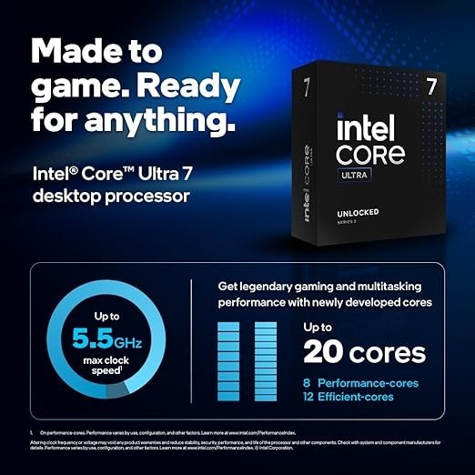 NEW Intel Core Ultra 7 Desktop Processor 265K 20-Core 5.5GHz Unlocked LGA1851