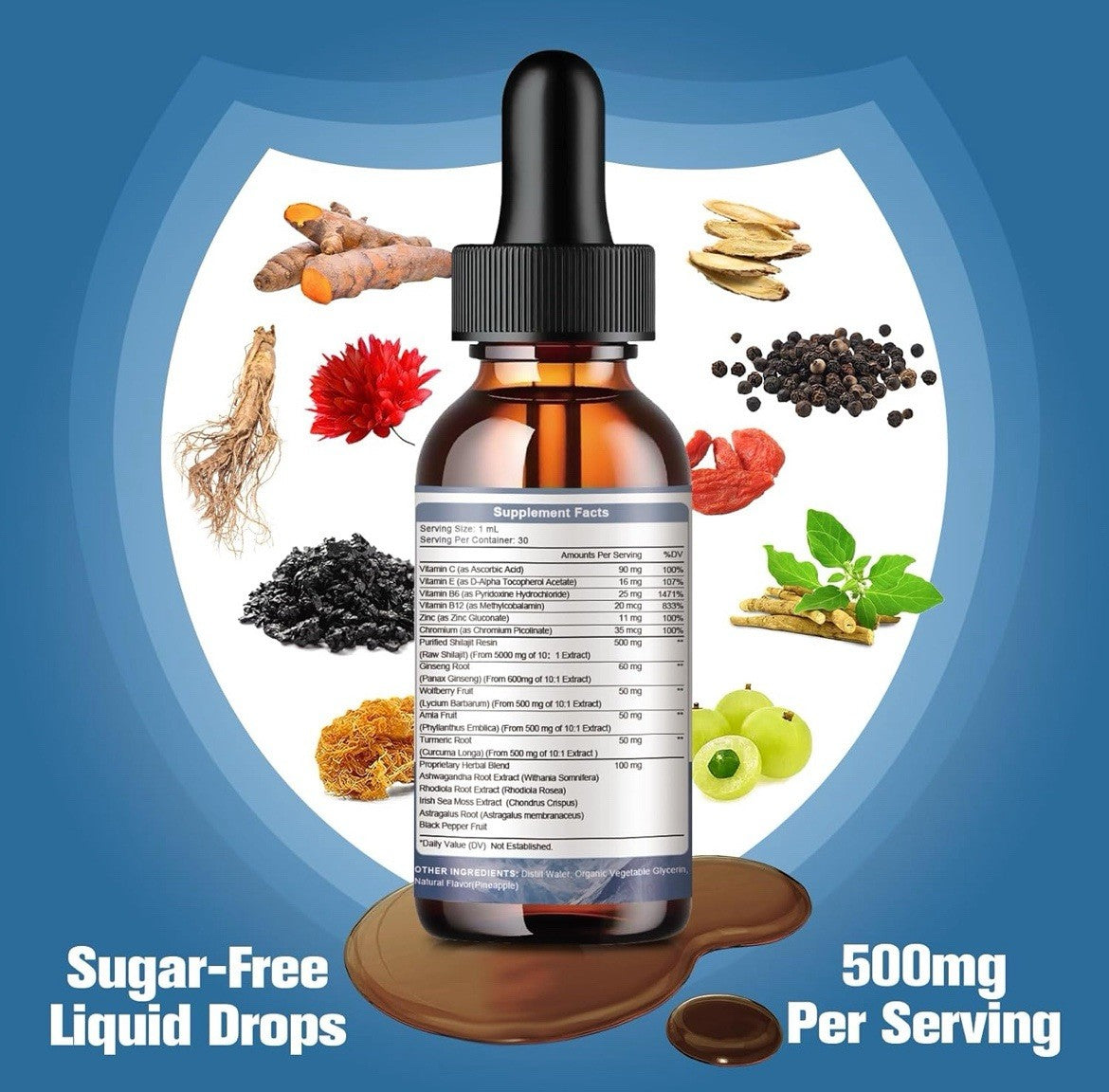 Pure Shilajit Fulicacid Drops Natural Drops Daily Energy Immune System Support