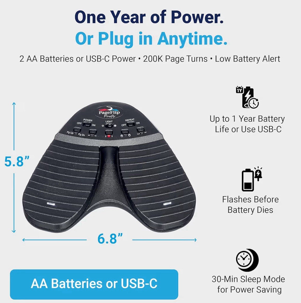 PageFlip Butterfly Bluetooth Hands Free Page-Turning Foot Pedal