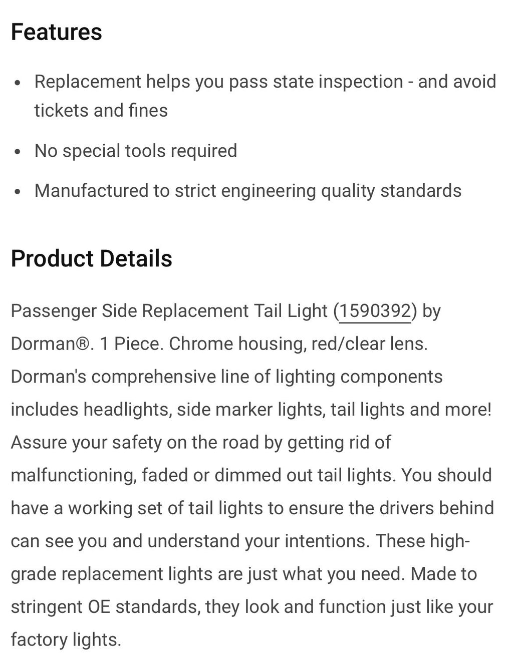 Dorman® 1590392 - Passenger Side Replacement Tail Light for Nissan Altima