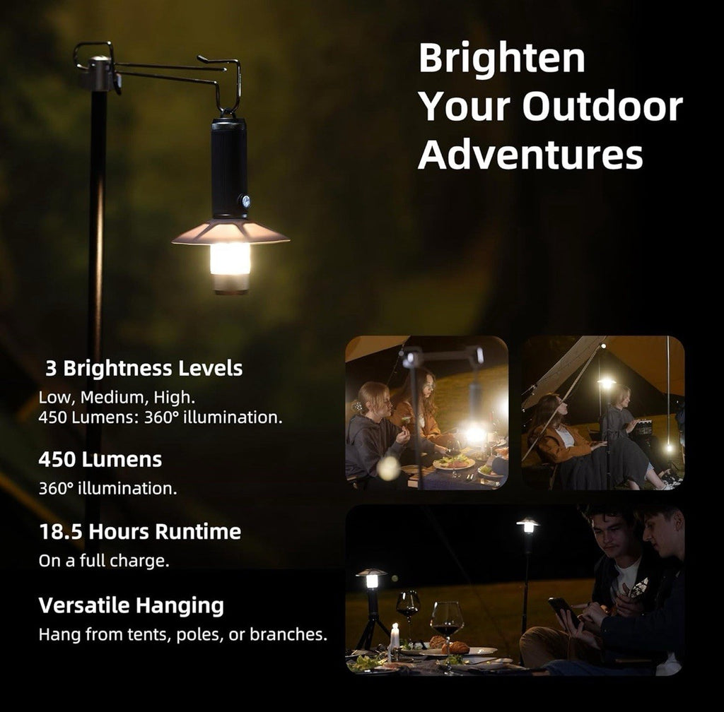 8 in 1 Camping Lantern with Mini Speaker, Built-In Rechargeable 5000Mah Power