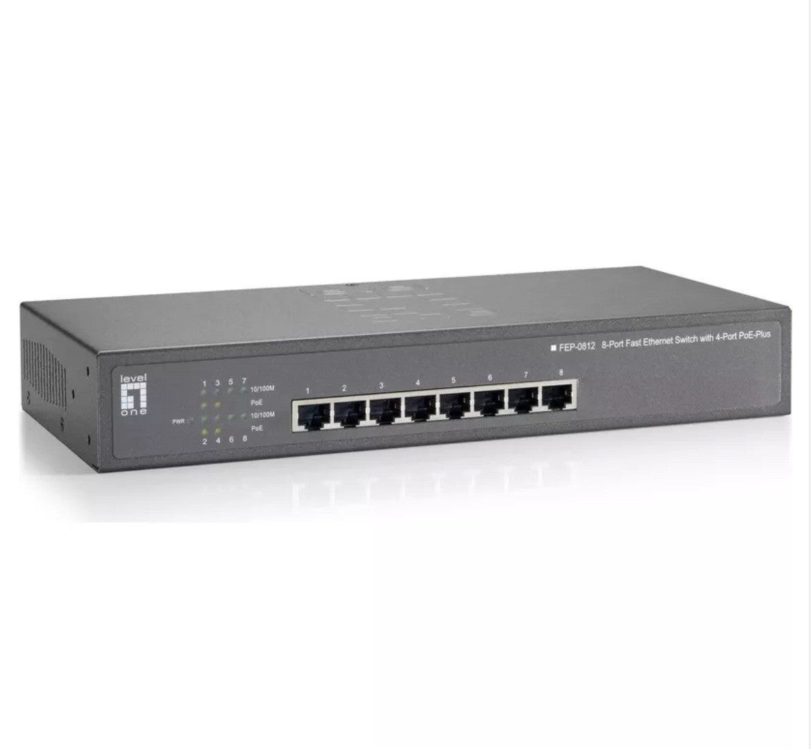 NEW 8-Port PoE 100 Mbs Fast Ethernet PoE Switch, 120W LevelOne M